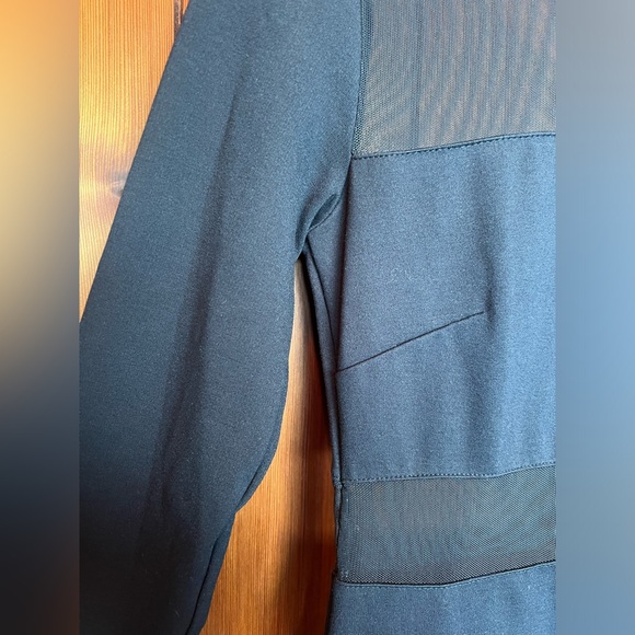 Michael Kors Navy Long Sleeved Mini Dress with Mesh Illusion Panels. Peek a boo - Picture 5 of 6